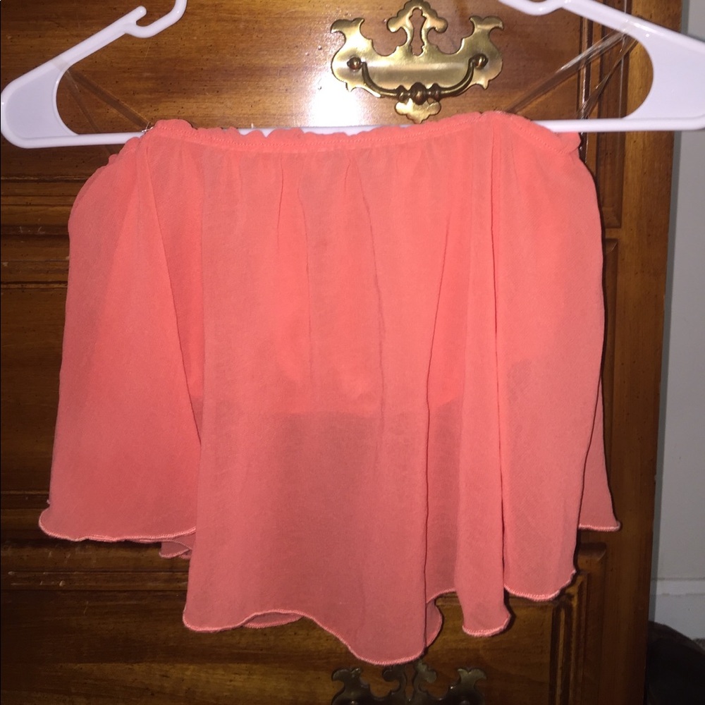 Strapless flowy chiffon crop top
